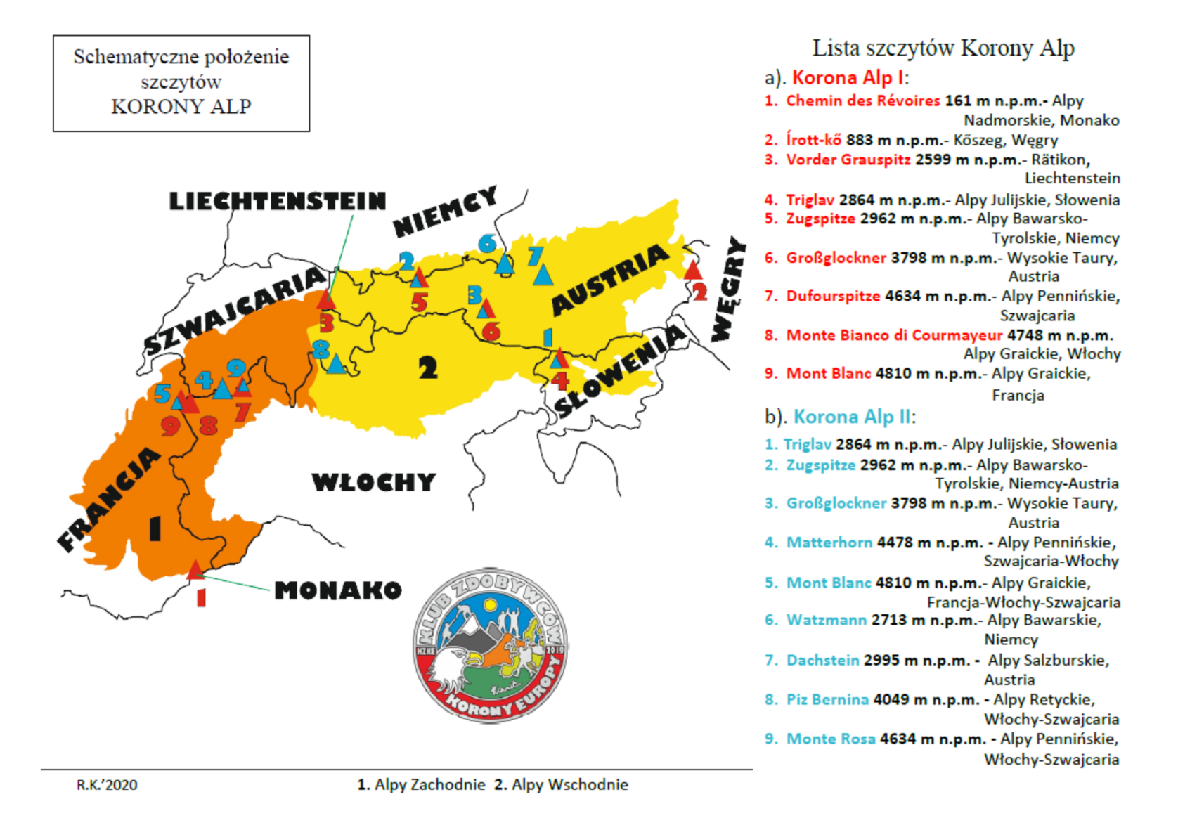 Korona Alp - mapka