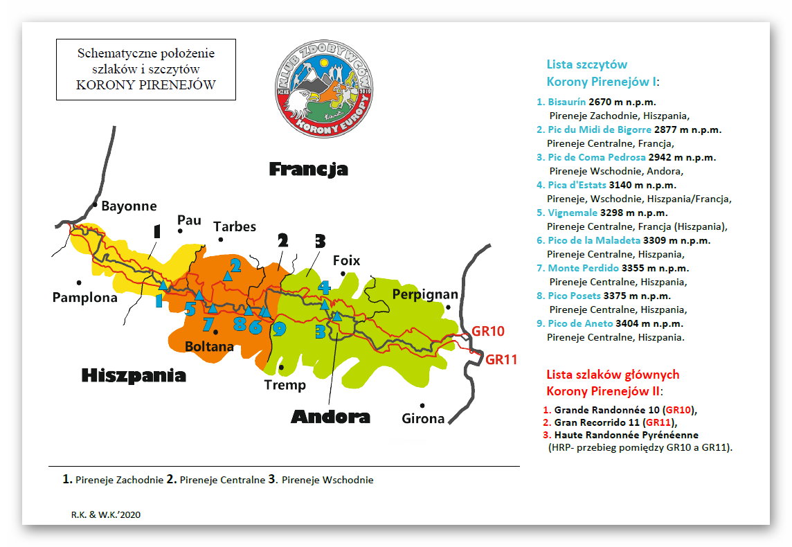 Korona Pirenejów - mapa